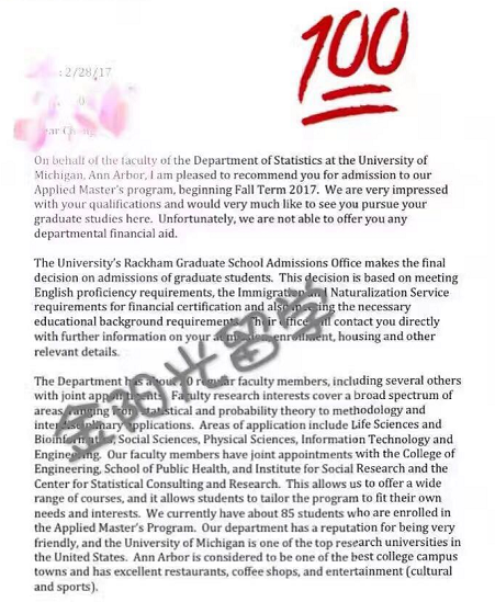 【成功案例】密歇根大學安娜堡分校offer